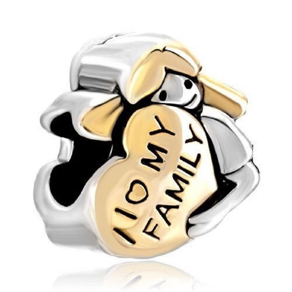

fit pandora charm bracelet european i love my family pendant space silver crystal charms beads diy snake chain for women bangle & necklace j, Black