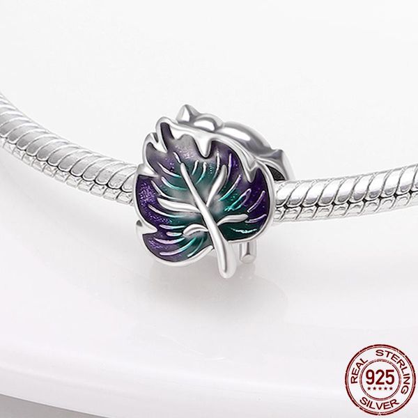 

other trend 925 sterling silver symphony leaf dangle charm beads fit original bracelet pendant necklace jewelry