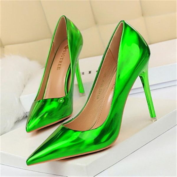 

dress shoes size 34-43 woman wedding pumps fashion .5cm thin high heeled patent leather shallow mouth pointed toe women's, Black
