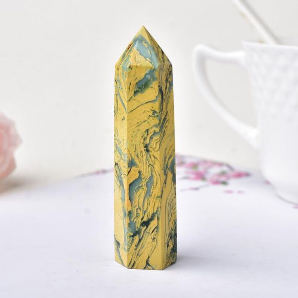 

decorative objects & figurines natural crystal point yellow unakite healing stone obelisk tower quartz wand ornament for home decor energy p