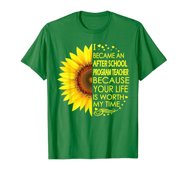 

i became after school program teacher sunflower t-shirt, White;black
