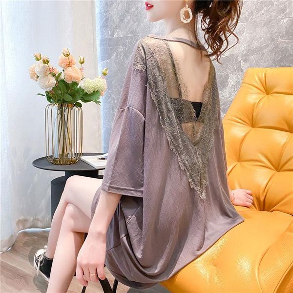 

women's t-shirt woman tshirts short-sleeved summer loose lace ropa mujer camisetas, White