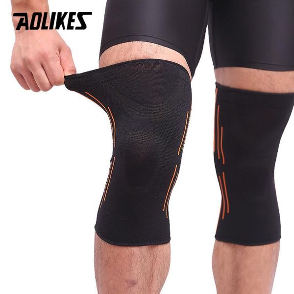 

elbow & knee pads aolikes 1pcs breathable basketball football sports safety kneepad volleyball pad training elastic support protect, Black;gray