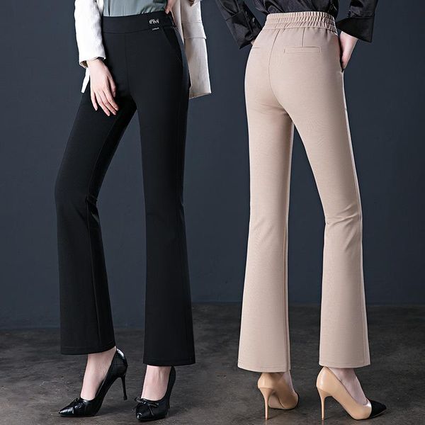 

women's pants & capris slim spring and autumn super stretch high waist casual black large size flared, Black;white