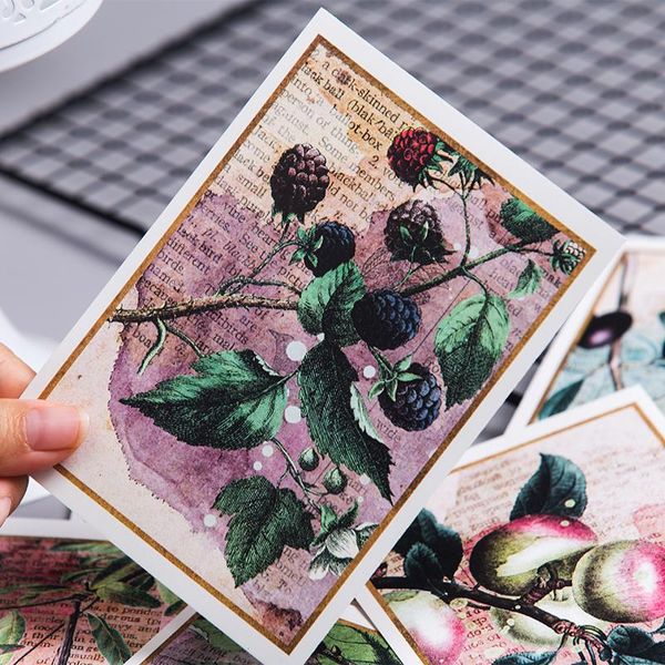 

gift wrap 6pcs/lot vintage plant fruit stickers junk journal scrapbook material background decoration paper aesthetic sticker