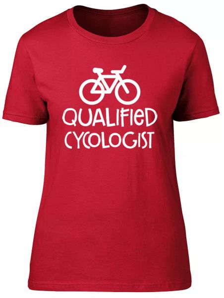 

qualifies cycologist bicycle womens ladies short sleeve t-shirt, White;black