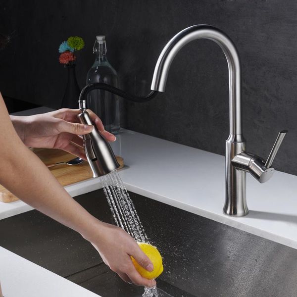

kitchen faucets 360 rotate sink pull out faucet with stretching sprayer