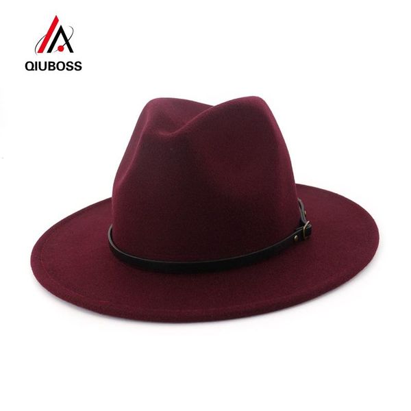 

wide flat brim women men wool felt jazz panama fedora hats with belt buckle casual gambler hat party fedoras, Blue;gray