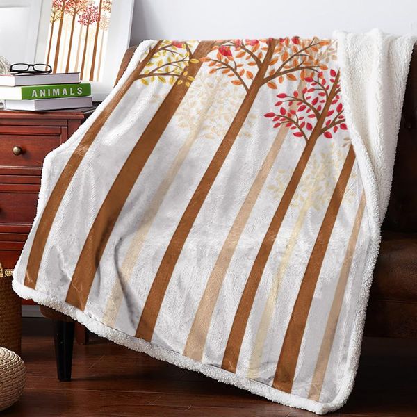 

blankets autumn leaves tree trunk throw blanket print soft fleece for beds sofa plush bedspreads winter sheet cover home decor