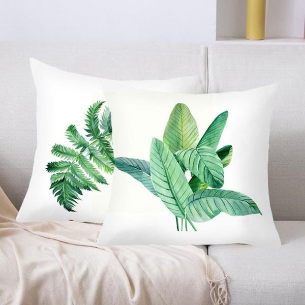 

pillow case tropical plants cushion cover polyester green leaves throw sofa pillowcase plant decorat x6s7