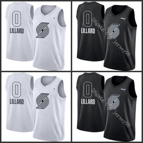 

blazers men #0 damian lillard retro basketball jersey, Black