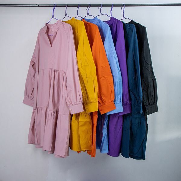 

summer short sleeve dress loose large size thin medium length skirt, Black;gray