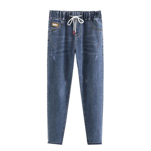 

plus size pants women jeans 2021 spring pencil casual clothes female denim trousers vintage applique stretch bottoms, Black
