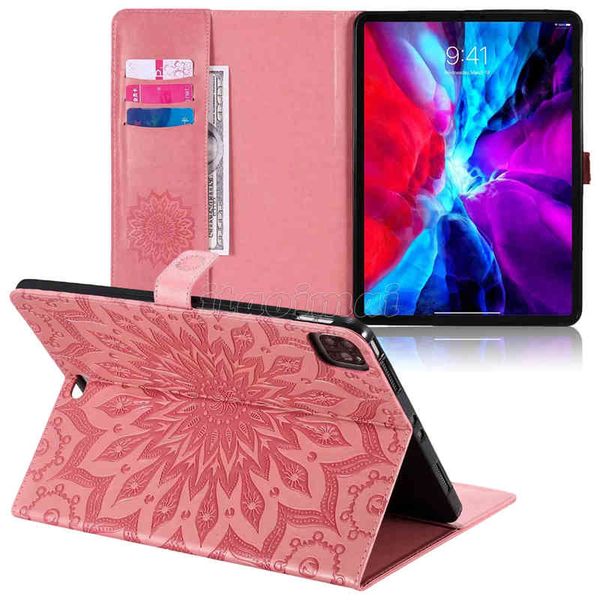 

shockproof tablet case for ipad 10.2 [8th/7th gen] mini 5/4 air 3/2/1 pro 11/10.5/9.7 inch, sunflower embossing pu leather flip kickstand