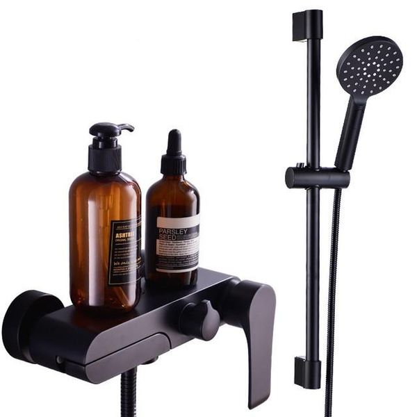 

black brass bathroom shower faucet set bathtub fashion design save space with multifunctional spray sets