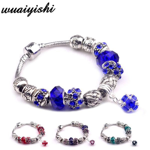 

link, chain girl's bracelet crystal beads charm jewelry diy bracelets for women pulseras mujer fashion armband bileklik alloy, Black