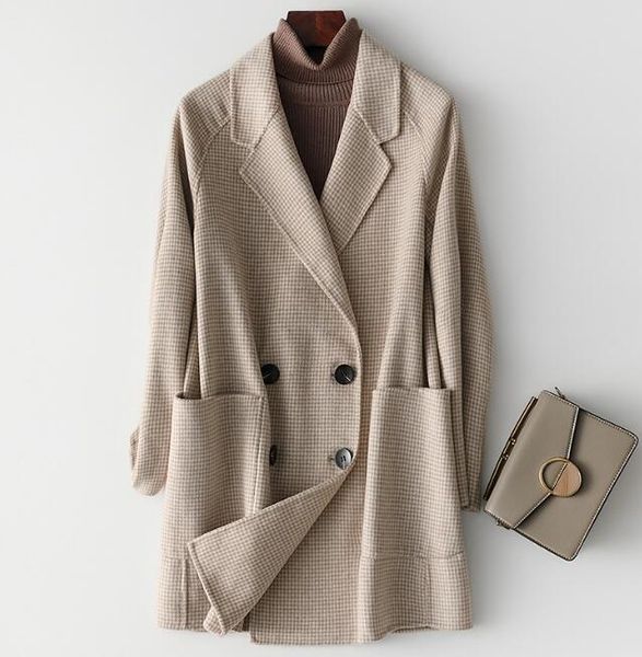 

women's wool blends wholesale double-sided cashmere short loose woolen coat, Black