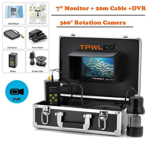 

cameras 7" tft lcd screen underwater fishing video camera kit with dvr 4000mah battery 20m 3.6mm 360Â°rotation for