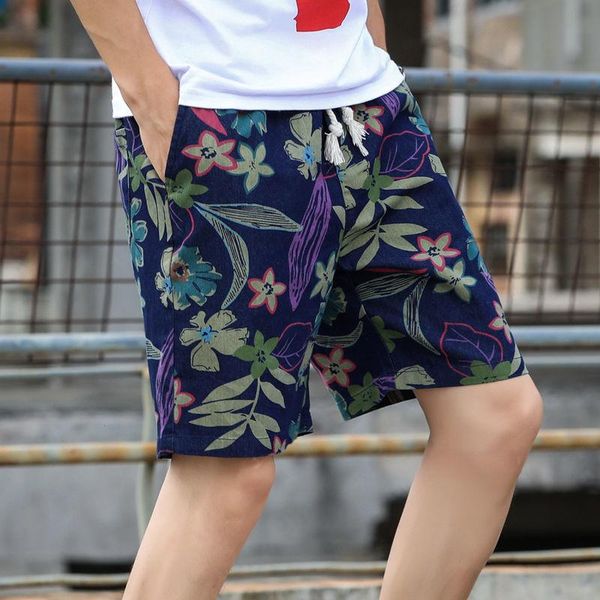 

men's shorts summer fashion beach style men floral printing loose casual quick dry straight male plus size w244, White;black