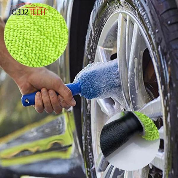 

car sponge washing tools universal long plastic handle wheel tire brush microfiber tyre rim with auto