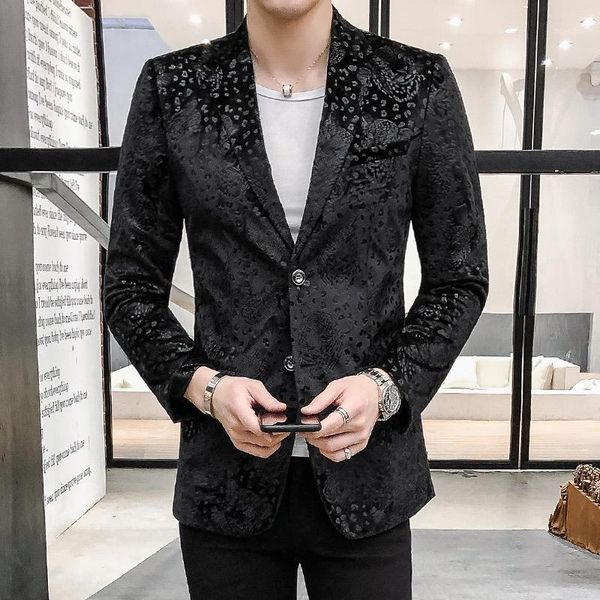 

men's suits & blazers plus size m-5xl stage mens blazer jacket tiger print tuxedos and suit jackets business casual slim, White;black