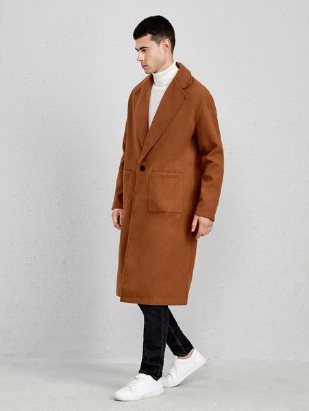 

men single button big pocket overcoat a5yt#, Black;brown