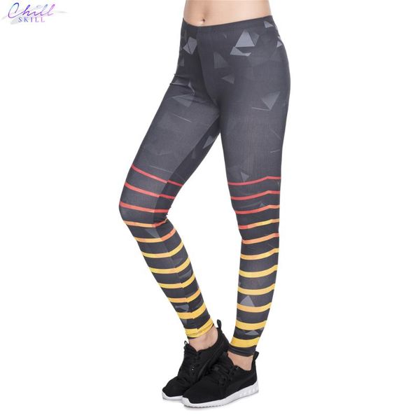 

women's leggings chill skill leggins mujer black triangles stripes printed legging fitness feminina woman pants workout