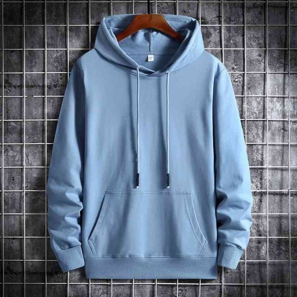 

20212020 new solid color long sleeve sweater large size thin youth loose men's hoodie, Black