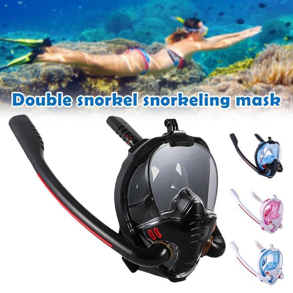 

full face snorkel mask with detachable camera mount 180 degree panoramic hd view anti-fog anti-leak snorkeling gear h7jp diving masks