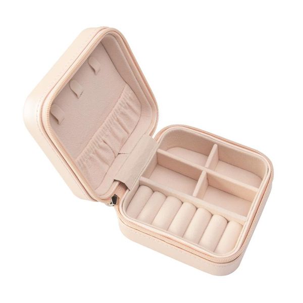

jewelry pouches, bags earring pu case ring box portable travel organizer women display zipper bracelet necklaces storage, Pink;blue