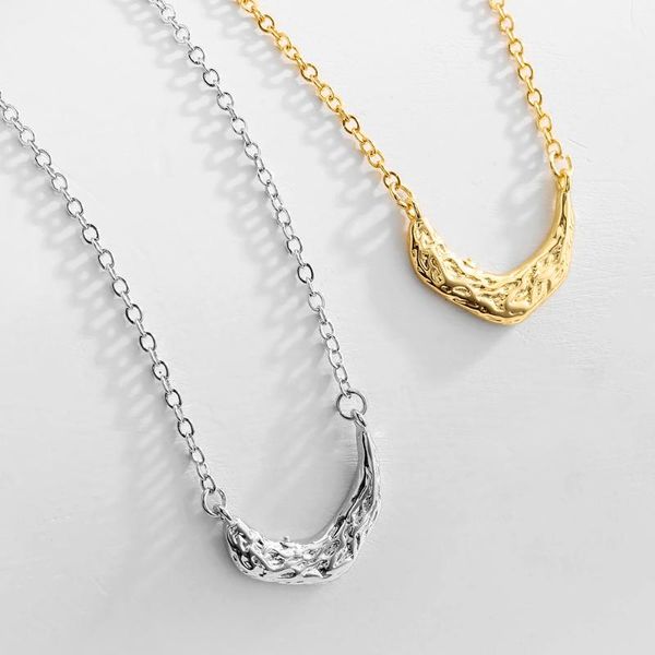 

chains punki 2021 metal irregular arc pendant ring thin chain necklace men and women universal fashion jewelry, Silver