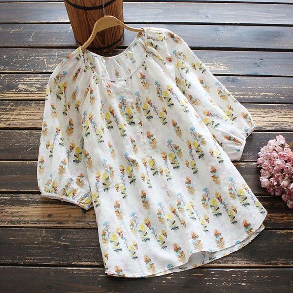 

women's blouses & shirts 2021 summer shirt loose short-sleeved round neck print pullover blouse women tshirts womens, White