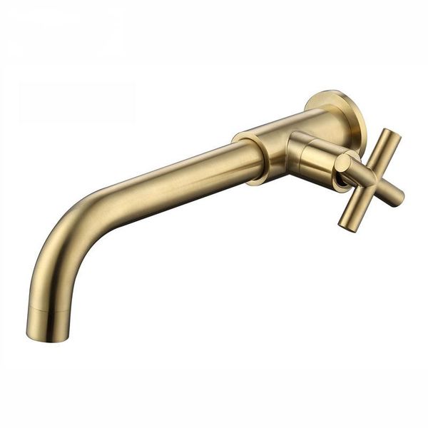 

splashproof bathroom wall-mounted long mop pool faucet single cold black brass basin golden balcony wash tap sink faucets