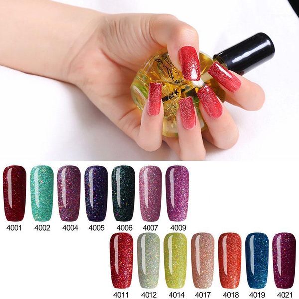 

latest shiny neon lamp uv lucky gel polish diy nail art set candy color shining glitter lacquer paint varnish1, Red;pink