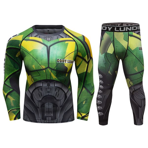 

cody lundin outdoor sport set upf 50+ anti uv long sleeve surfing uv rashguard men rash guard shirts and leggings mma bjj set, Blue
