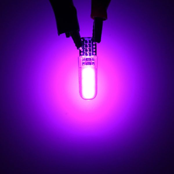 

50pcs purple t10 w5w 12led 194 168 cob led parking bulb auto wedge clearance lamp silica bright license ligh bulbs