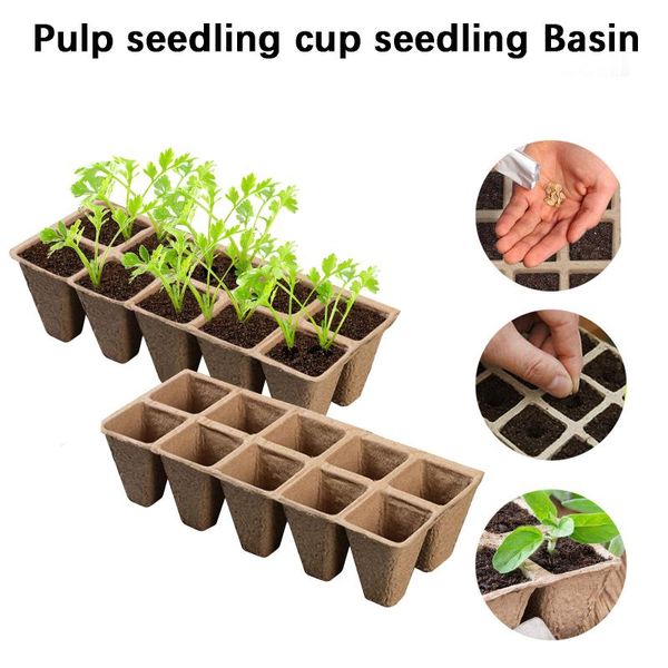 

planters & pots plastic seedling starter trays 10 cells nursery grow box degradable peat seed germination
