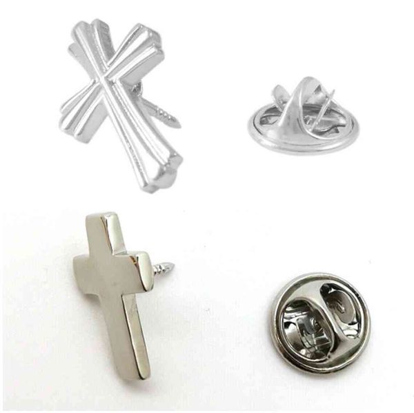 

20pcs/lot jesus cross design brooch pins badges lapel collar sticker men&women suit brooches fashion jewelry gift whole, Gray