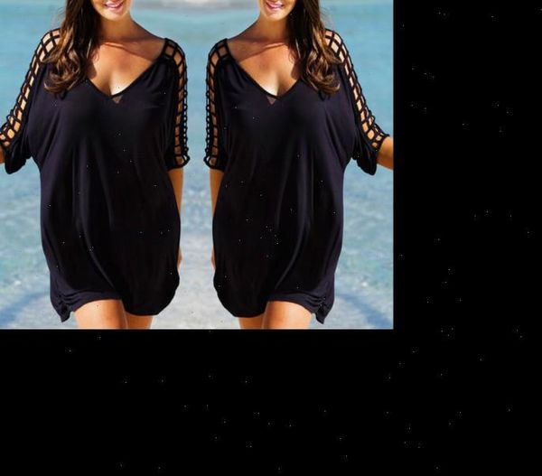

plus size beachwear womens dress bikini cover up kaftan t shirt blouse mini, Black;gray