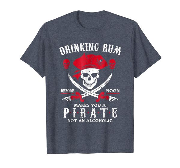 

drinking rum before noon shirt - funny pirate alcohol tshirt, White;black