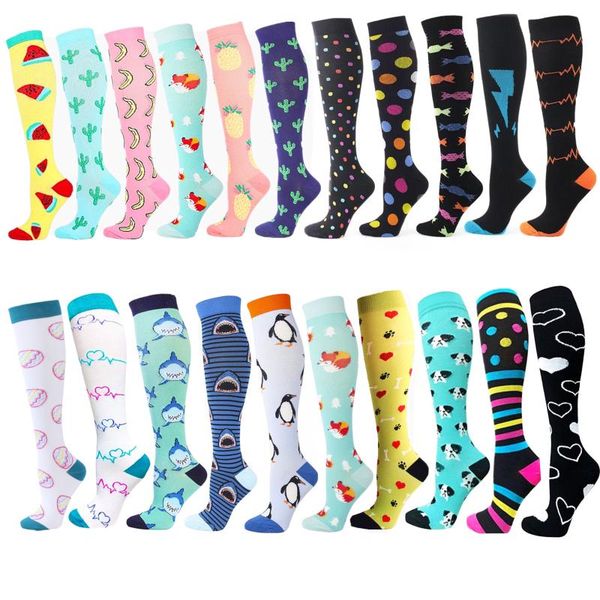 

compression socks knee stockings 30 mmhg for outdoor running pregnant edema varicose veins anti fatigue pain relief sports, Black