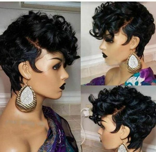 

synthetic short black curly curly pixie cut cosplay natural wig for women