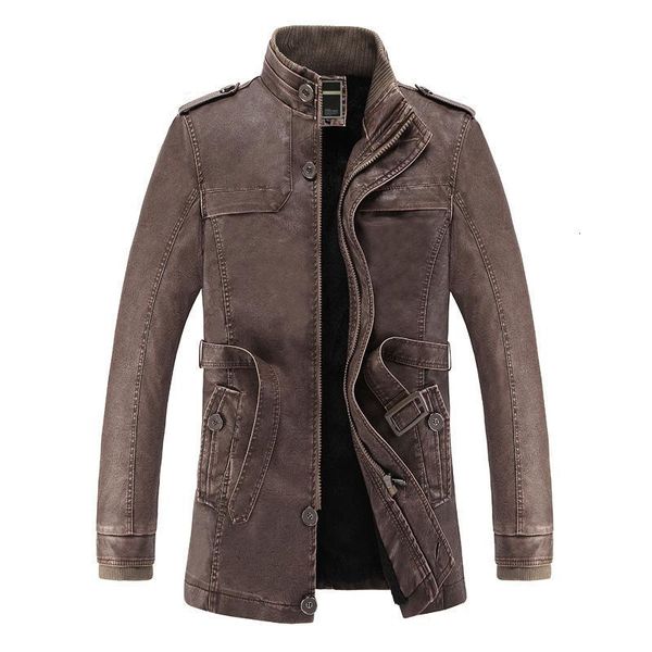 

men's fur & faux winter medium long blousons homme cuir ezqa, Black