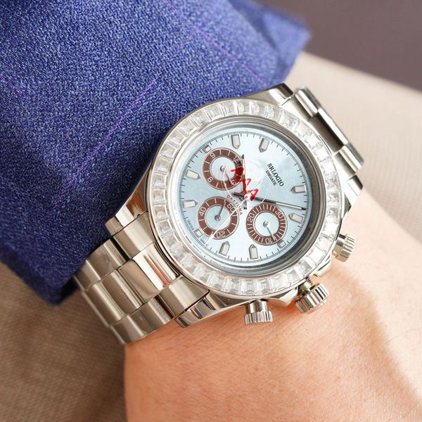 

casual mens watches 40mm automatic mechanical watch stainless steel strap folding clasp waterproof wristwatch classic wristwatches montre de, Slivery;brown