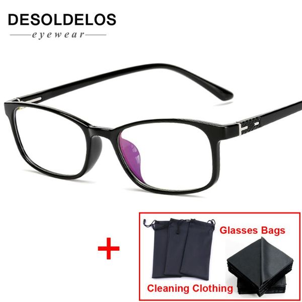 

fashion sunglasses frames desoldelos 2021 arrival tr90 glasses clear myopia no degree optical eyewears, Black