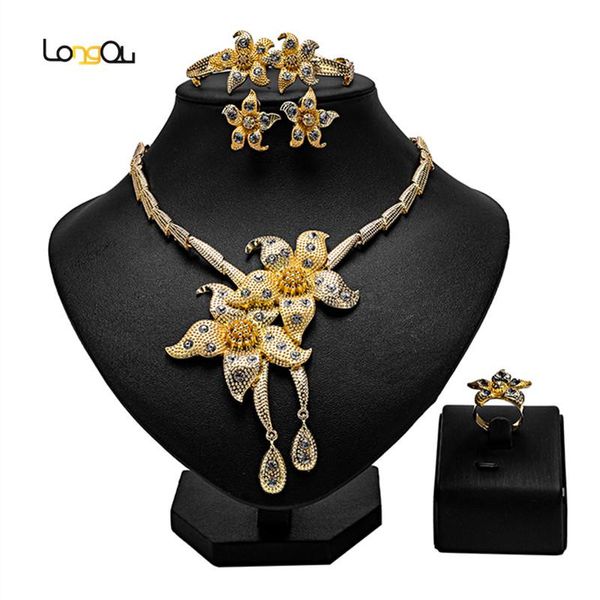 

earrings & necklace right nigerian wedding woman accessories jewelry set african beads 2021 noble gold color wholesale, Silver