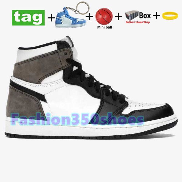 

1 mens basketball shoes 1s high dark mocha twist unc chicago roral toe mid light smoke grey sport sneakers trainers3h66
