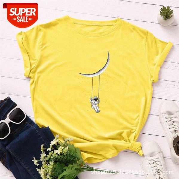 

women's loose round neck short-sleeved cotton t-shirt 300 #gi98, White