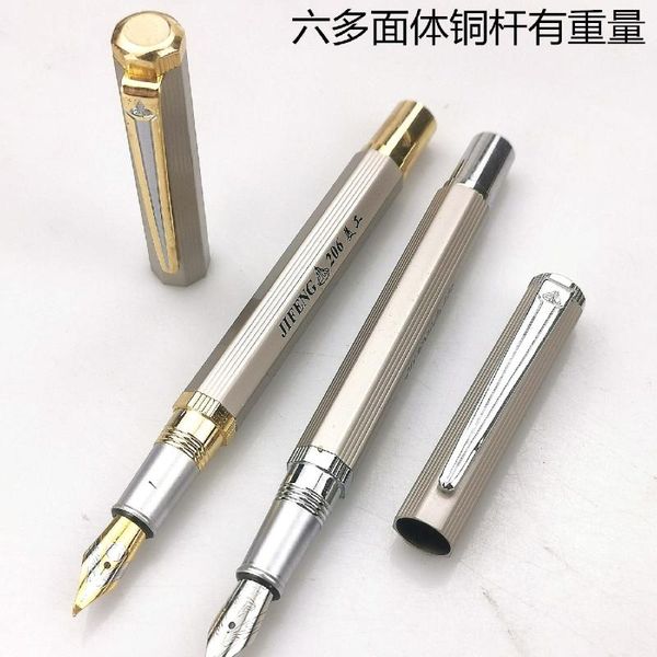 

fountain pens jifeng hexahedron all metal material heavy pen, 2 nib optional pen