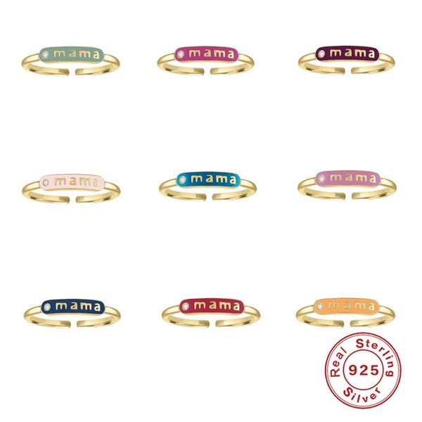 

cluster rings s925 sterling silver dripping oil open adjustable ring colorful finger for women mom mother's day charming jewerly gift, Golden;silver